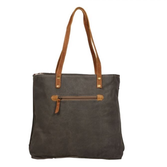 NWT Boho Leather & Canvas Tote Bag - Picture 5 of 5
